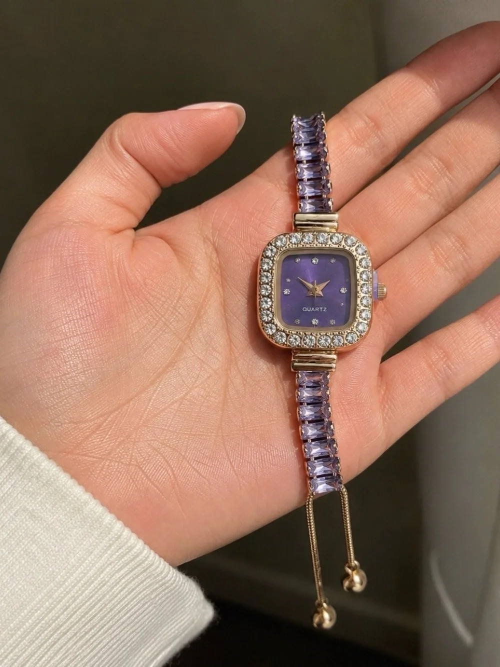 Crystal Gold-Tone Women’s Bracelet Watch with Crystal Bezel